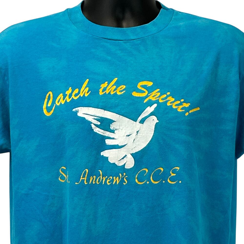 Vintage St Andrews Church CCE T Shirt Catholic Lutheran Christian Blue L Large